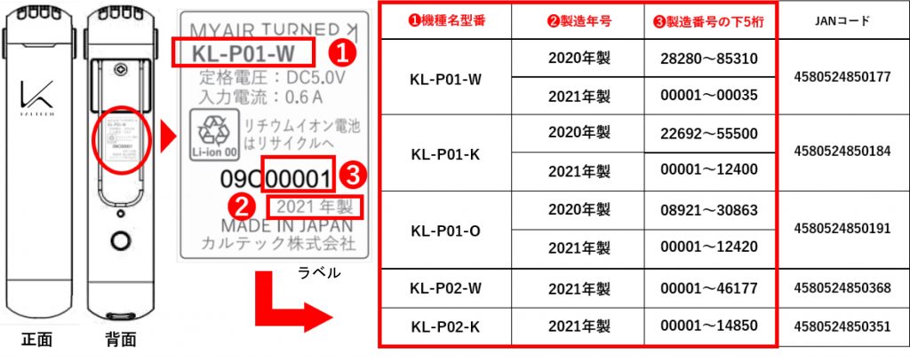 回収対象商品_製造番号